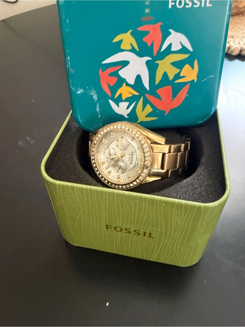 Fossil Gold Crystal Bezel Women's Bracelet Watch
